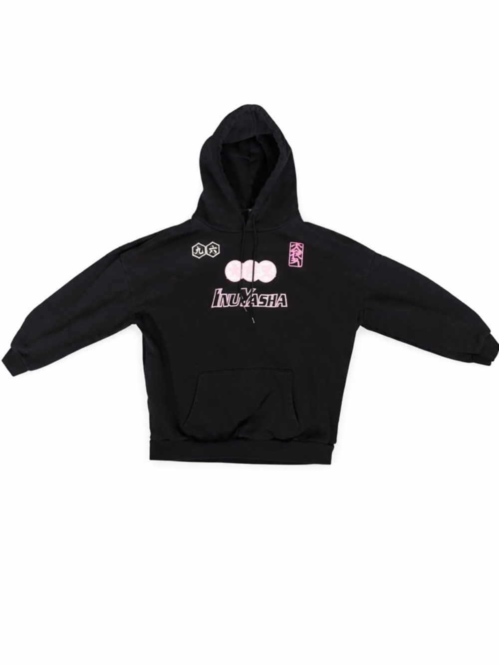 InuYasha Anime Hoodie Size Large Black Graphic Hoodie Cherry Blossom Design